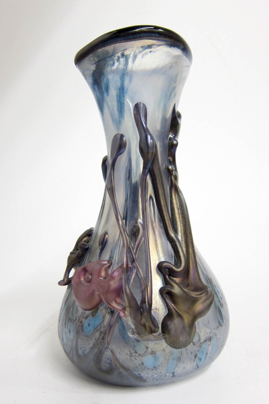 Irisierende Glas Vase Künstlervase signiert A. Marek 1990