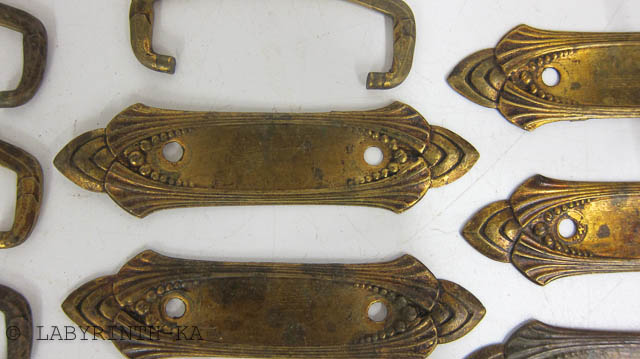 5 Schrank Beschläge Messing Schublade Jugendstil